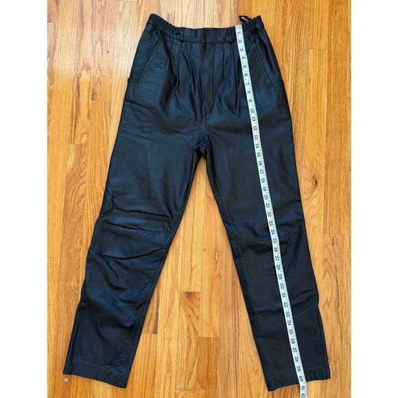 Diversity vintage leather pant size 8 Black Pleated 100% genuine leather pants - Picture 6 of 12